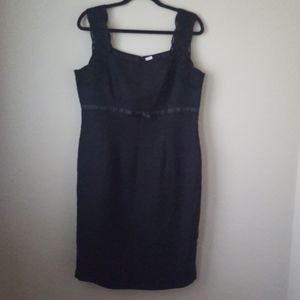 Jessica Howard Black Sleeveless Dress, Linen and Rayon Fabric - Size 14
